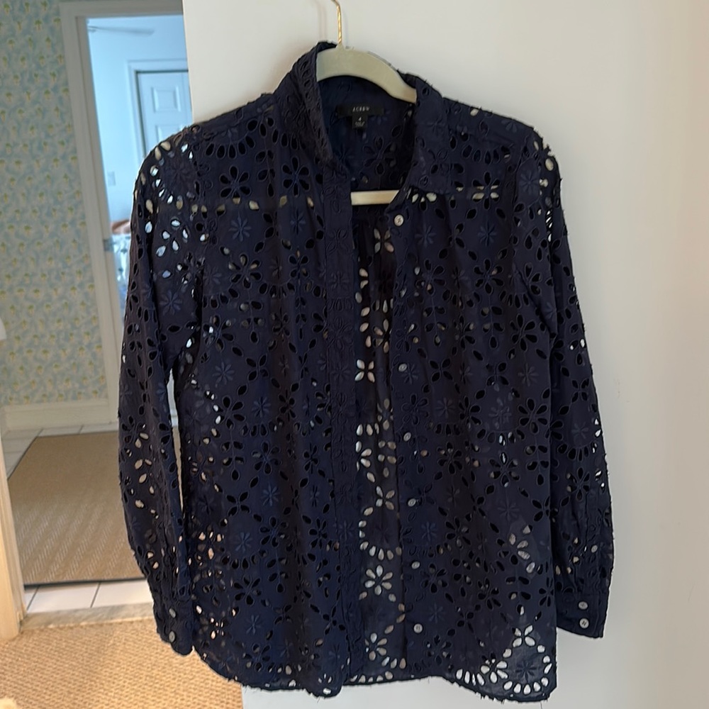I crew navy button up and tank set